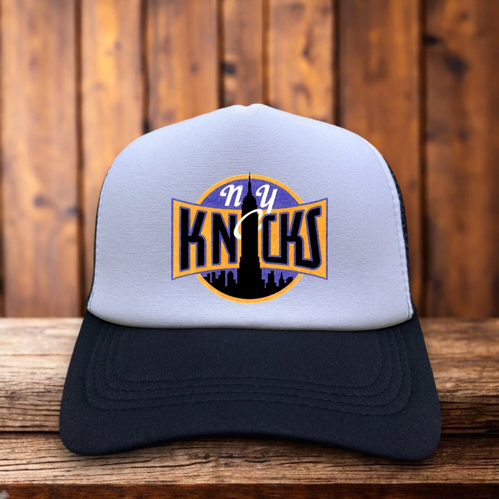 New York Knicks Alternate Logo Mens Trucker Hat Black Snapback Basketball Cap